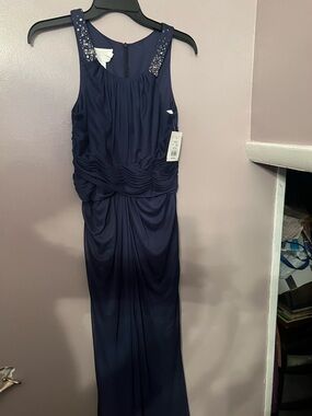 David’s Bridal Navy Sleeveless Evening /Prom Dress New With Tag Size 8